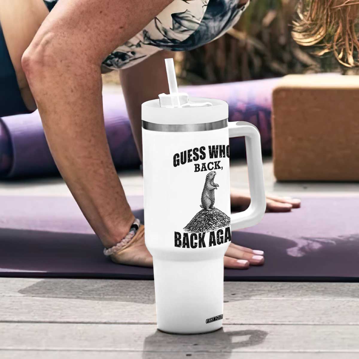 Funny Groundhog Day Tumbler With Handle Retro Guess Whos Back TS10 Print Your Wear