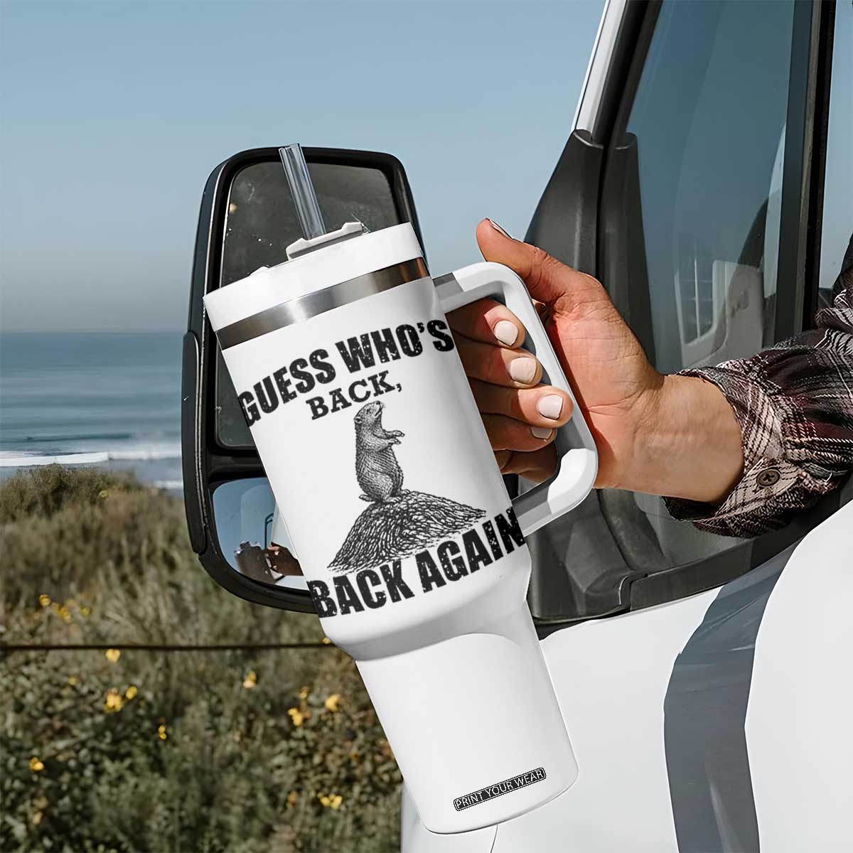 Funny Groundhog Day Tumbler With Handle Retro Guess Whos Back TS10 Print Your Wear