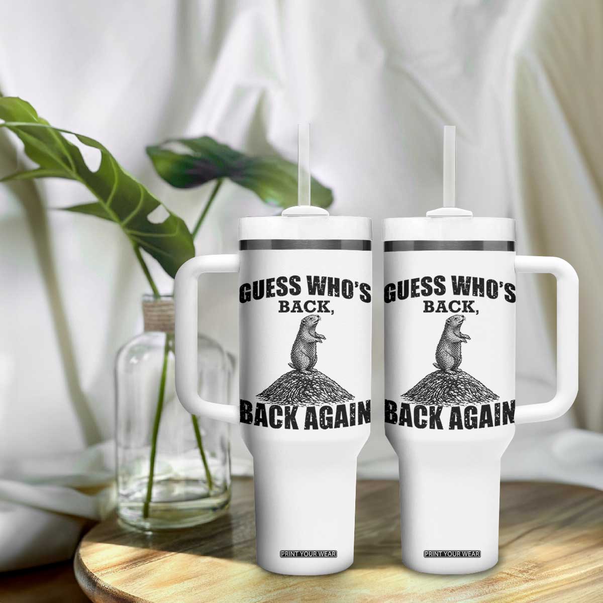 Funny Groundhog Day Tumbler With Handle Retro Guess Whos Back TS10 Print Your Wear