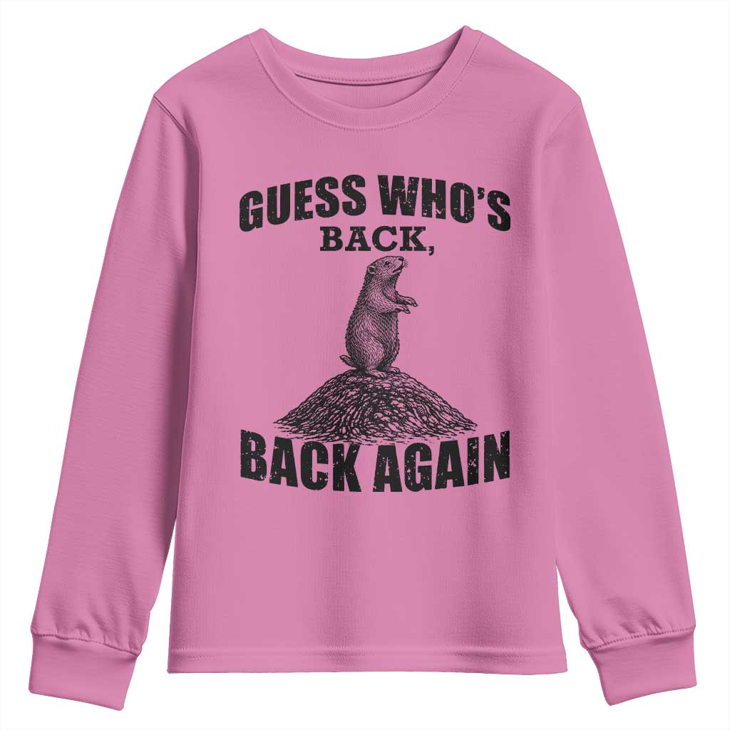 Funny Groundhog Day Youth Sweatshirt Retro Guess Whos Back TS10 Azalea Print Your Wear