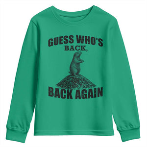 Funny Groundhog Day Youth Sweatshirt Retro Guess Whos Back TS10 Irish Green Print Your Wear