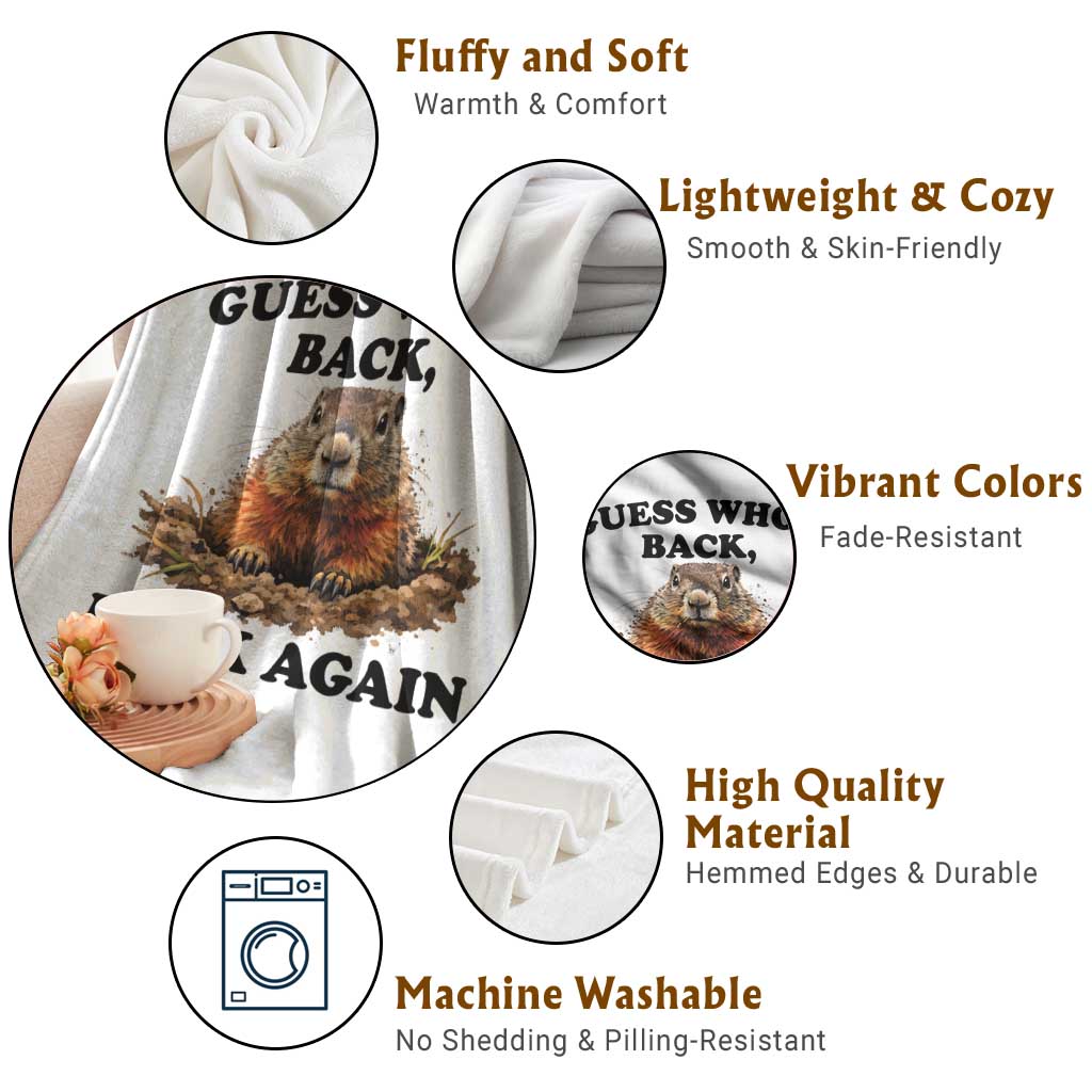 Groundhog Day Throw Blanket Funny Woodchuck Guess Whos Back TS10 Print Your Wear