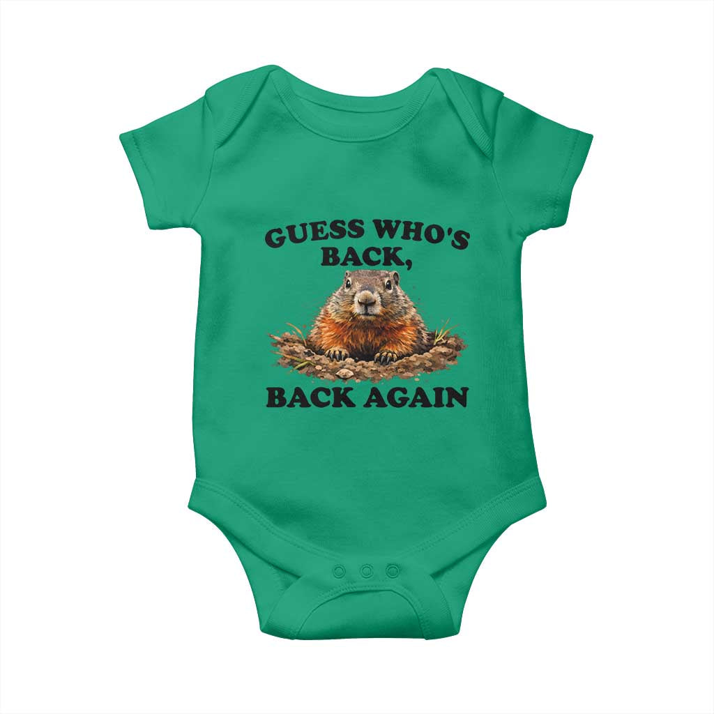Groundhog Day Baby Onesie Funny Woodchuck Guess Whos Back TS10 Irish Green Print Your Wear