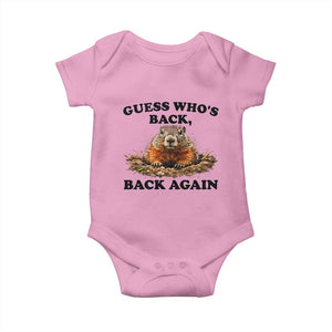 Groundhog Day Baby Onesie Funny Woodchuck Guess Whos Back TS10 Light Pink Print Your Wear