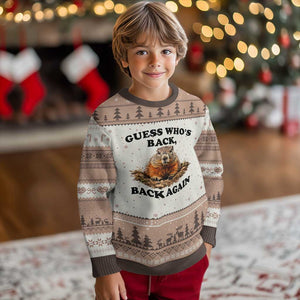 Groundhog Day Ugly Christmas Sweater Funny Woodchuck Guess Whos Back TS10 Mocha Mousse Print Your Wear