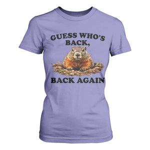 Groundhog Day T Shirt For Women Funny Woodchuck Guess Whos Back TS10 Violet Print Your Wear