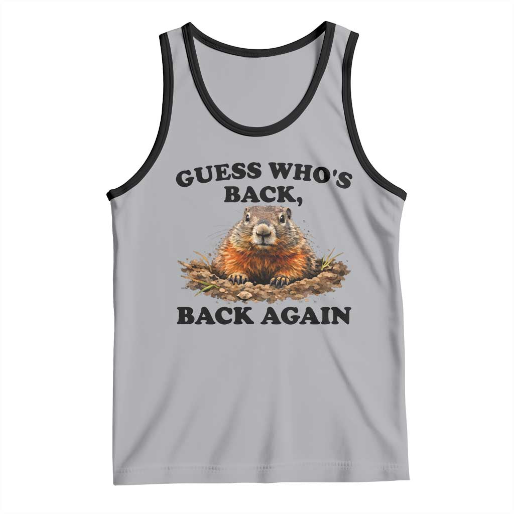 Groundhog Day Tank Top Funny Woodchuck Guess Whos Back TS10 Athletic Heather Black Print Your Wear