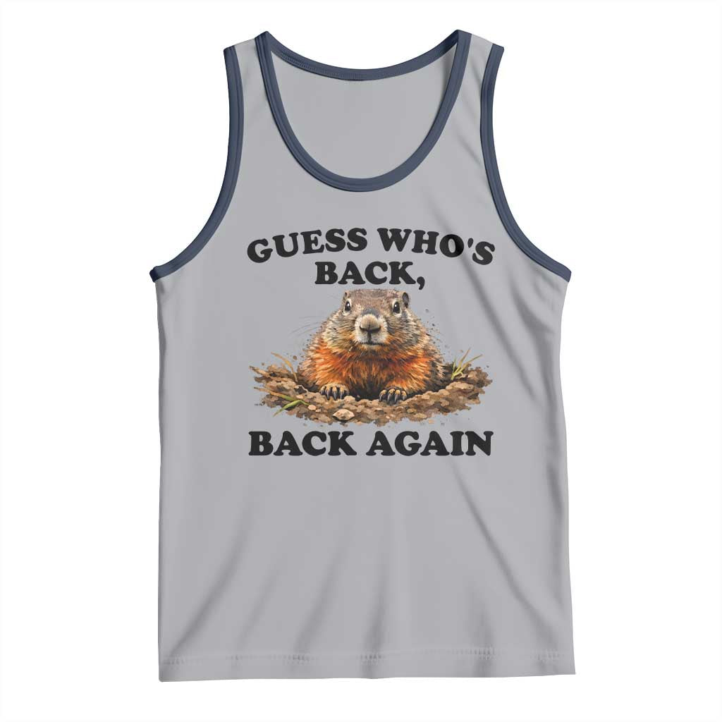 Groundhog Day Tank Top Funny Woodchuck Guess Whos Back TS10 Athletic Heather Navy Print Your Wear