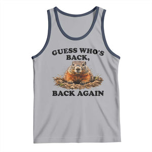 Groundhog Day Tank Top Funny Woodchuck Guess Whos Back TS10 Athletic Heather Navy Print Your Wear