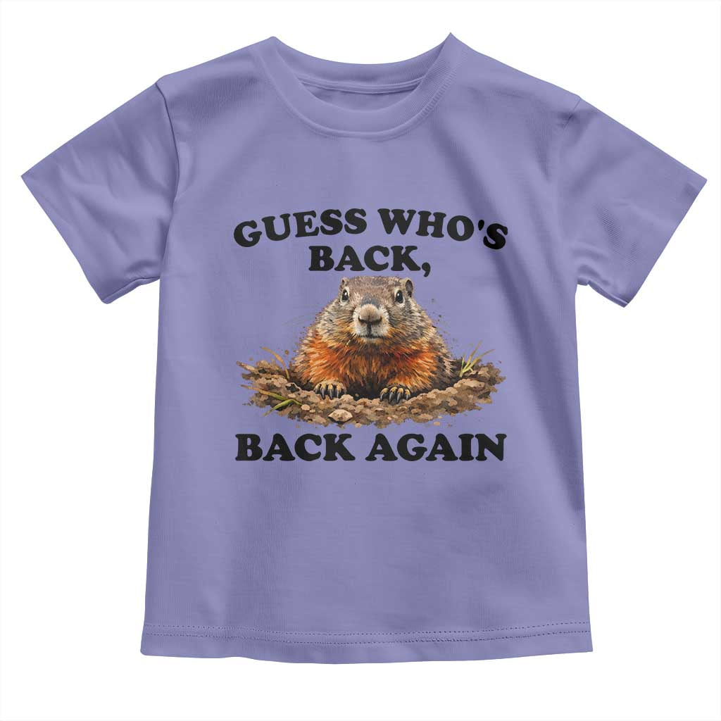 Groundhog Day Toddler T Shirt Funny Woodchuck Guess Whos Back TS10 Violet Print Your Wear