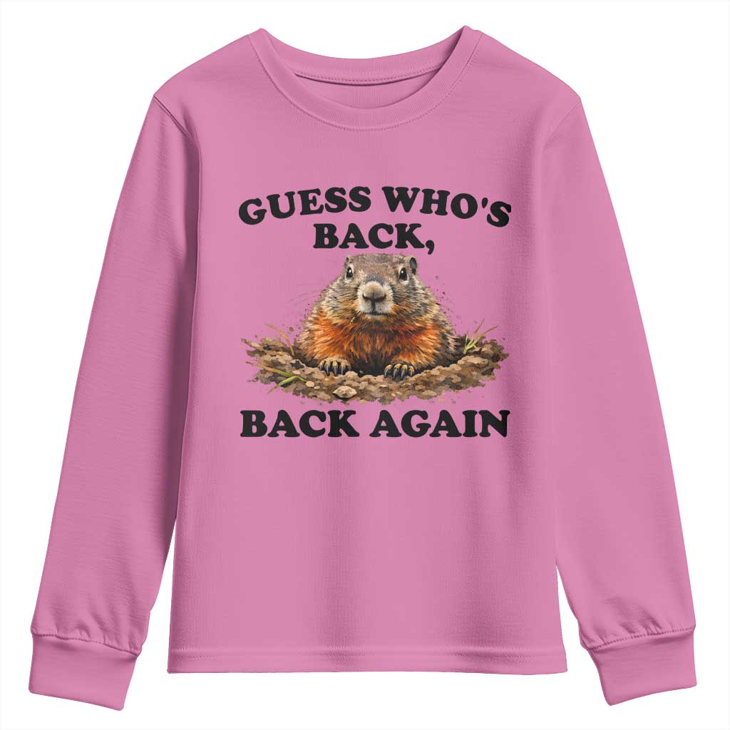 Groundhog Day Youth Sweatshirt Funny Woodchuck Guess Whos Back TS10 Azalea Print Your Wear