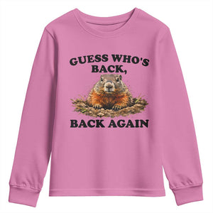 Groundhog Day Youth Sweatshirt Funny Woodchuck Guess Whos Back TS10 Azalea Print Your Wear