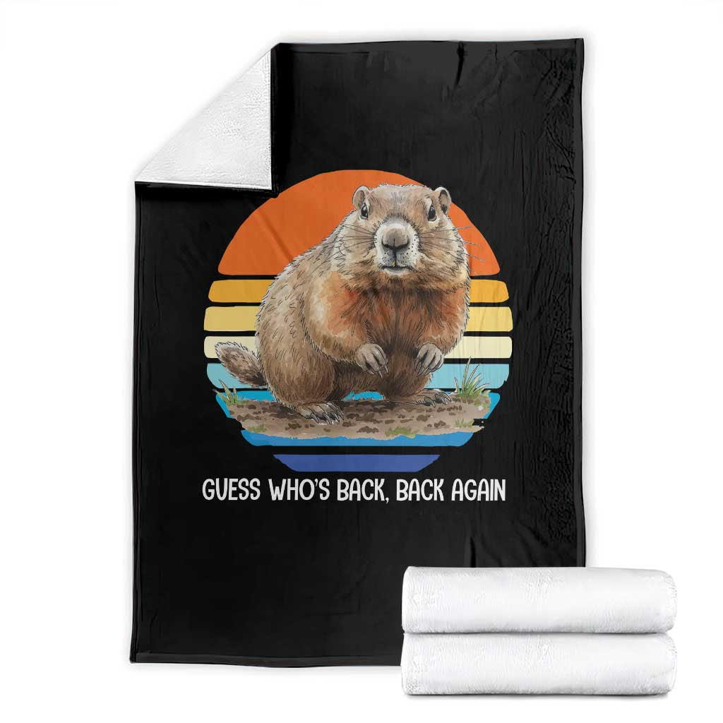 Groundhog Day Throw Blanket Retro Vintage Funny Woodchuck Guess Whos Back TS10 Black Print Your Wear