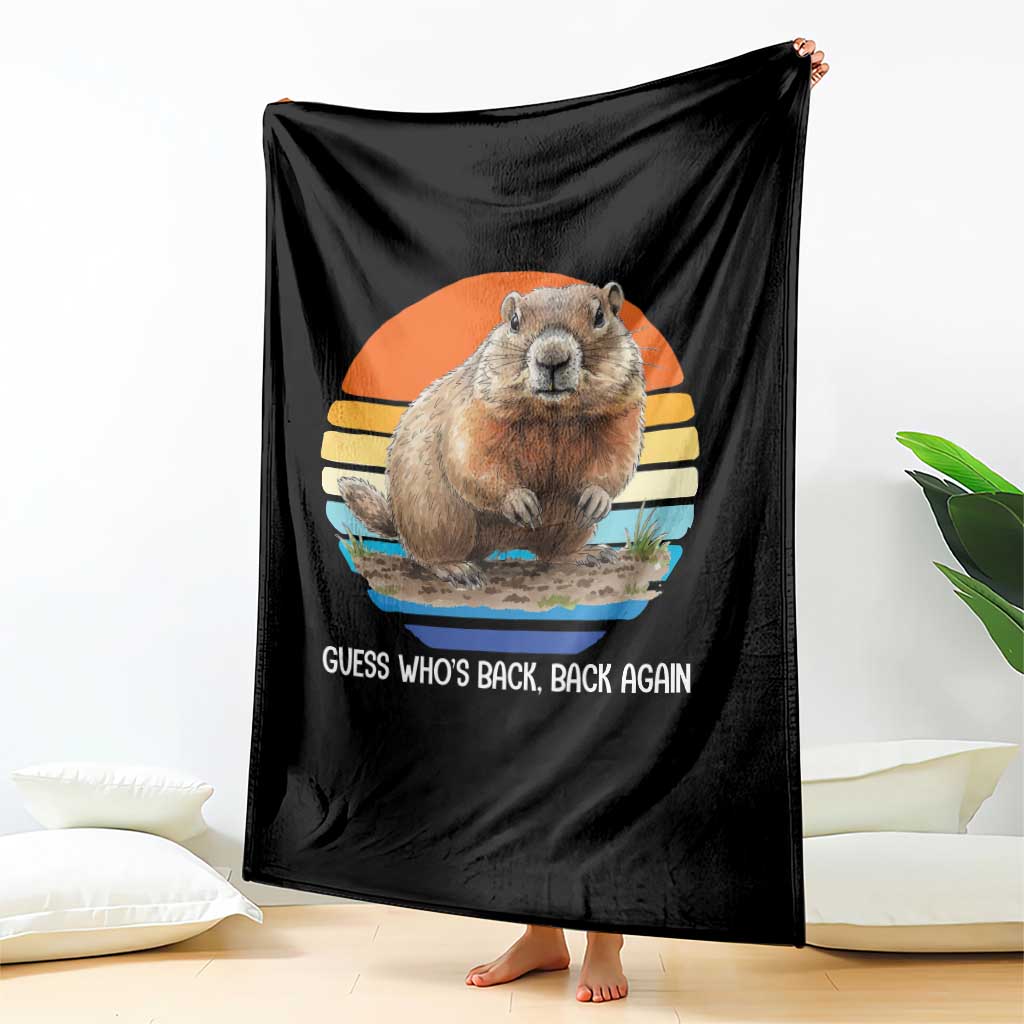 Groundhog Day Throw Blanket Retro Vintage Funny Woodchuck Guess Whos Back TS10 Print Your Wear