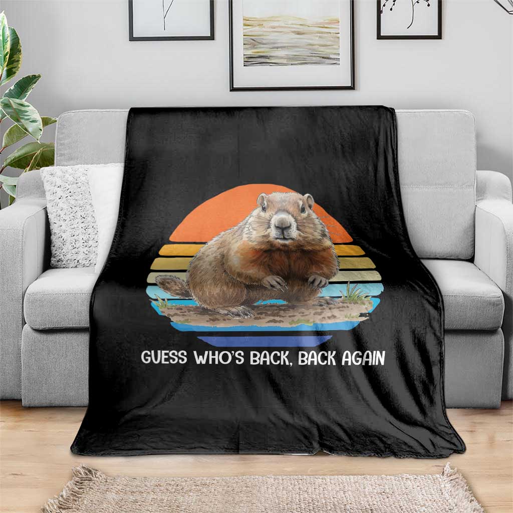 Groundhog Day Throw Blanket Retro Vintage Funny Woodchuck Guess Whos Back TS10 Print Your Wear