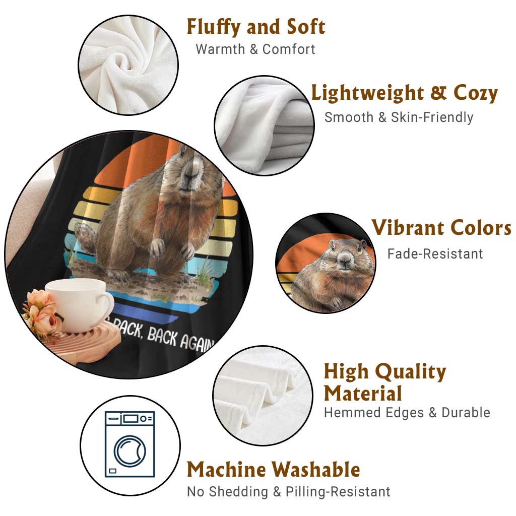 Groundhog Day Throw Blanket Retro Vintage Funny Woodchuck Guess Whos Back TS10 Print Your Wear