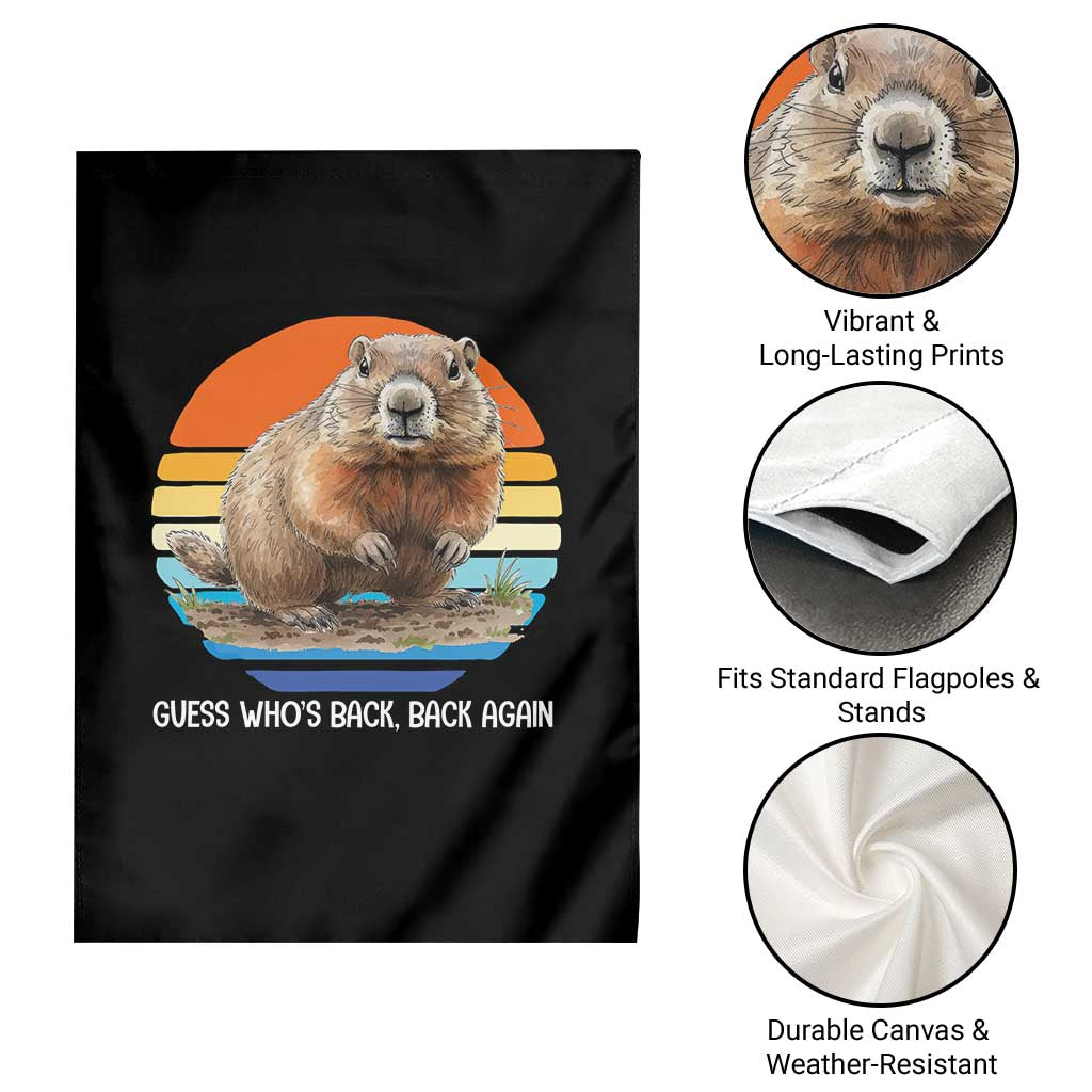 Groundhog Day Garden Flag Retro Vintage Funny Woodchuck Guess Whos Back TS10 Print Your Wear