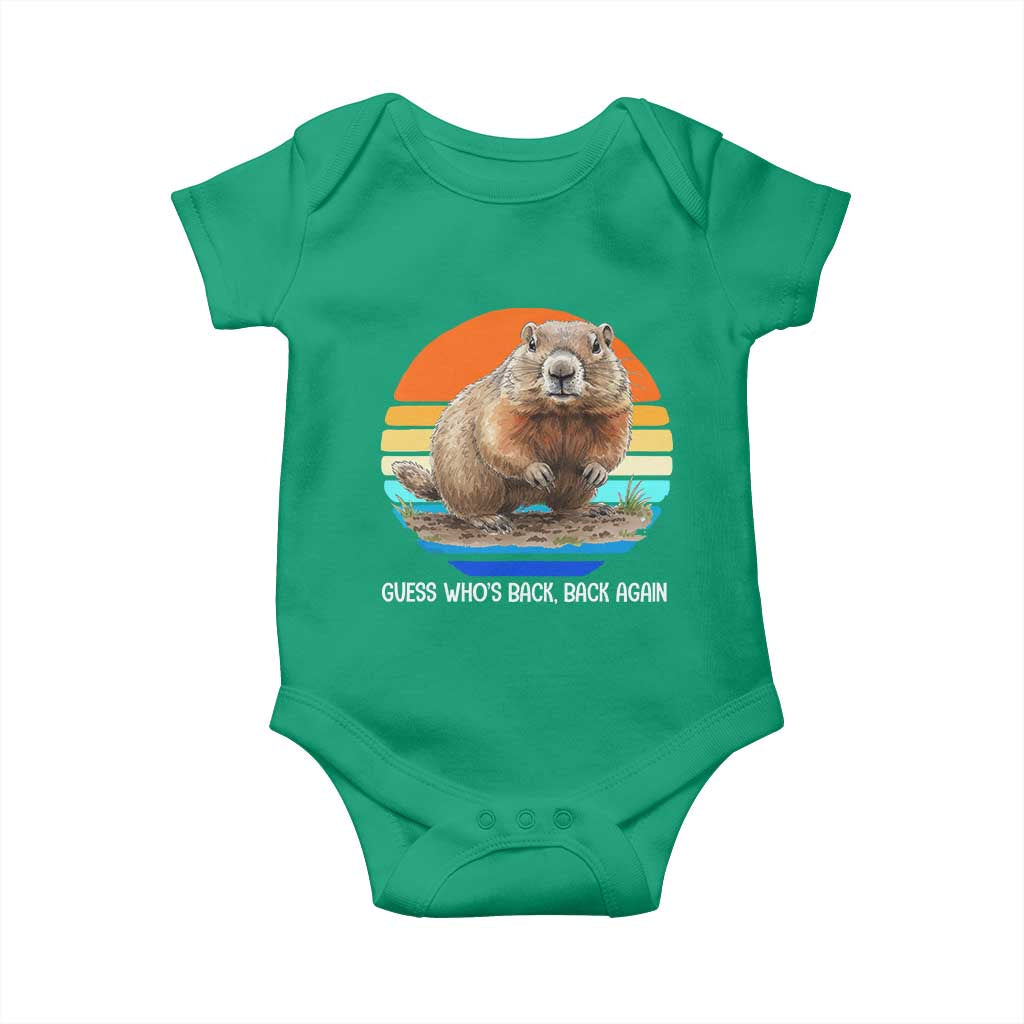 Groundhog Day Baby Onesie Retro Vintage Funny Woodchuck Guess Whos Back TS10 Irish Green Print Your Wear
