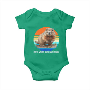 Groundhog Day Baby Onesie Retro Vintage Funny Woodchuck Guess Whos Back TS10 Irish Green Print Your Wear