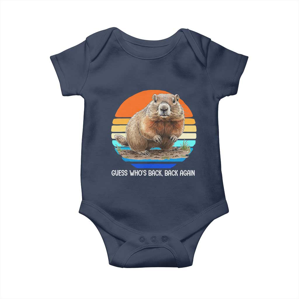 Groundhog Day Baby Onesie Retro Vintage Funny Woodchuck Guess Whos Back TS10 Navy Print Your Wear