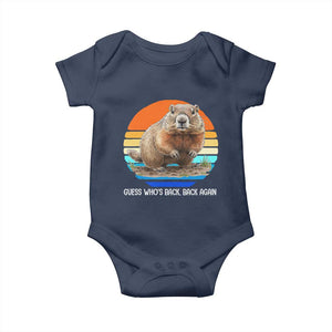 Groundhog Day Baby Onesie Retro Vintage Funny Woodchuck Guess Whos Back TS10 Navy Print Your Wear