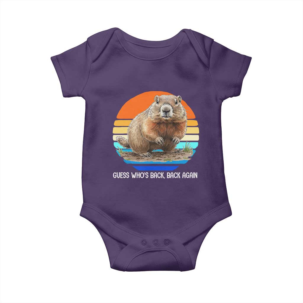 Groundhog Day Baby Onesie Retro Vintage Funny Woodchuck Guess Whos Back TS10 Purple Print Your Wear