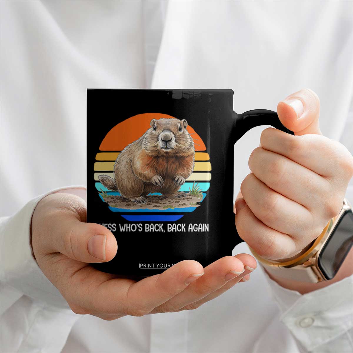 Groundhog Day Coffee Mug Retro Vintage Funny Woodchuck Guess Whos Back TS10 Print Your Wear