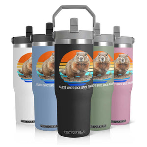 Groundhog Day Flip Straw Tumbler Retro Vintage Funny Woodchuck Guess Whos Back TS10 Print Your Wear
