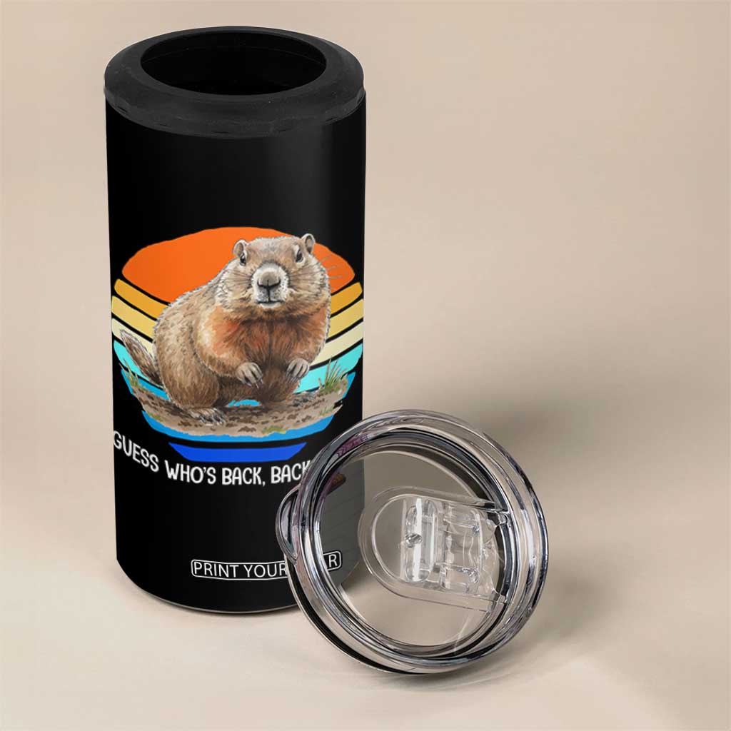 Groundhog Day 4 in 1 Can Cooler Tumbler Retro Vintage Funny Woodchuck Guess Whos Back TS10 Print Your Wear