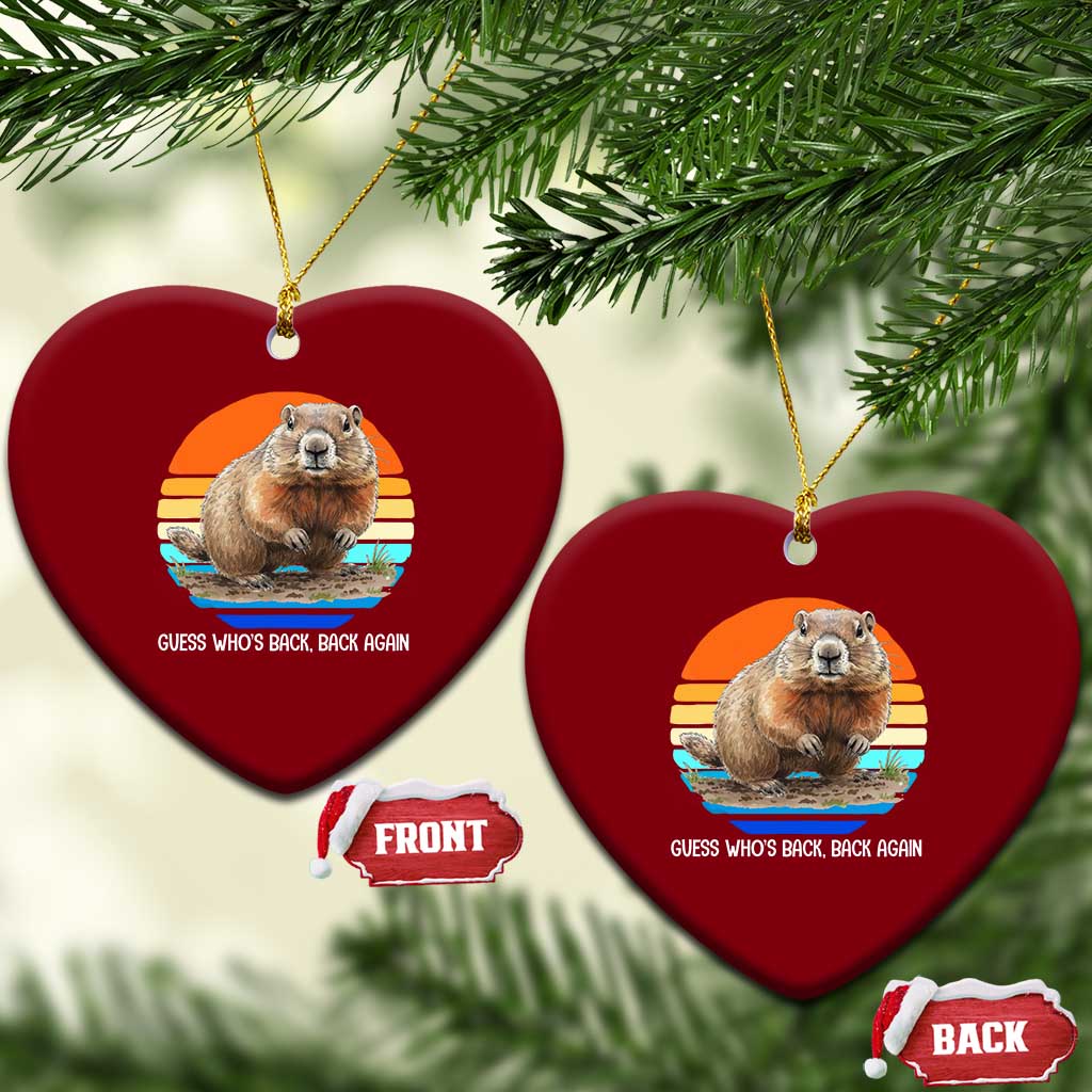 Groundhog Day Ceramic Ornament Retro Vintage Funny Woodchuck Guess Whos Back TS10 Print Your Wear
