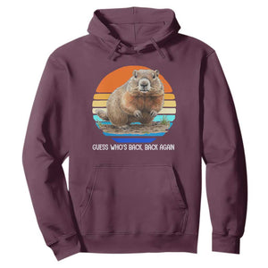 Groundhog Day Hoodie Retro Vintage Funny Woodchuck Guess Whos Back TS10 Maroon Print Your Wear