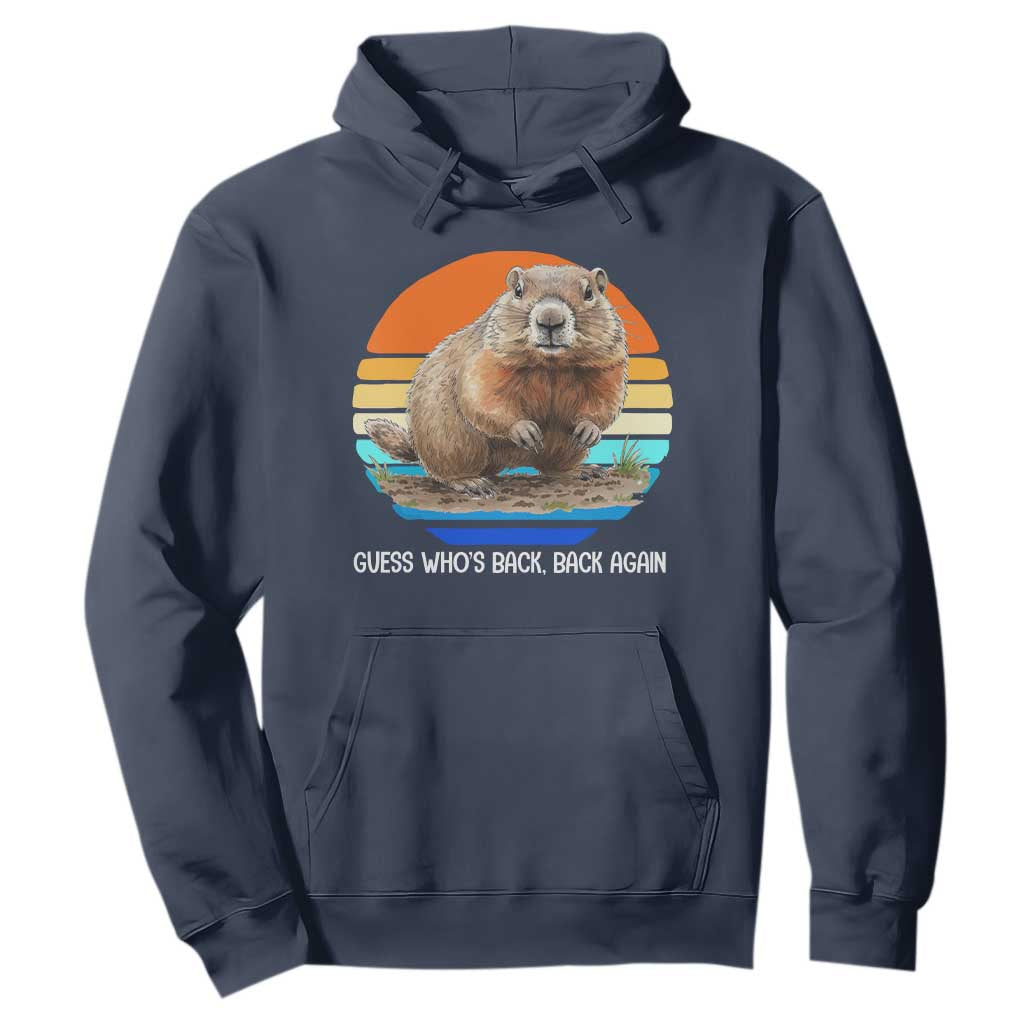 Groundhog Day Hoodie Retro Vintage Funny Woodchuck Guess Whos Back TS10 Navy Print Your Wear