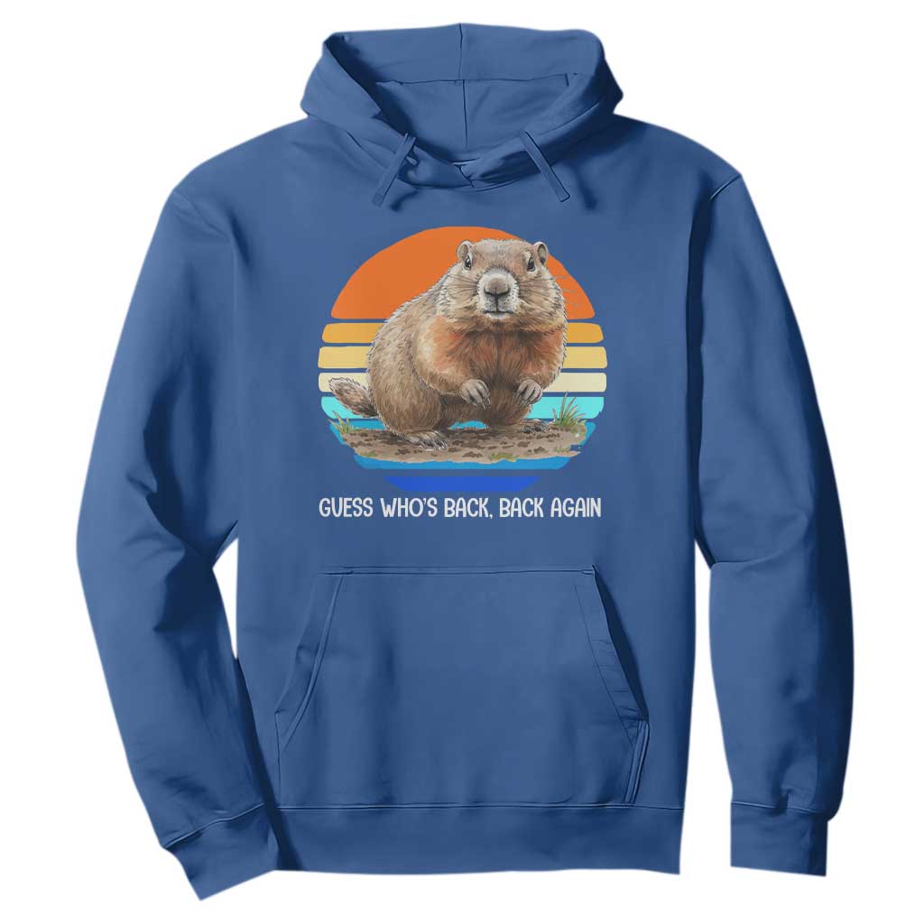 Groundhog Day Hoodie Retro Vintage Funny Woodchuck Guess Whos Back TS10 Royal Blue Print Your Wear