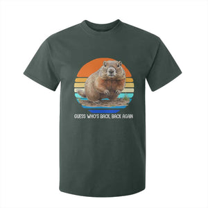 Groundhog Day T Shirt For Kid Retro Vintage Funny Woodchuck Guess Whos Back TS10 Dark Forest Green Print Your Wear