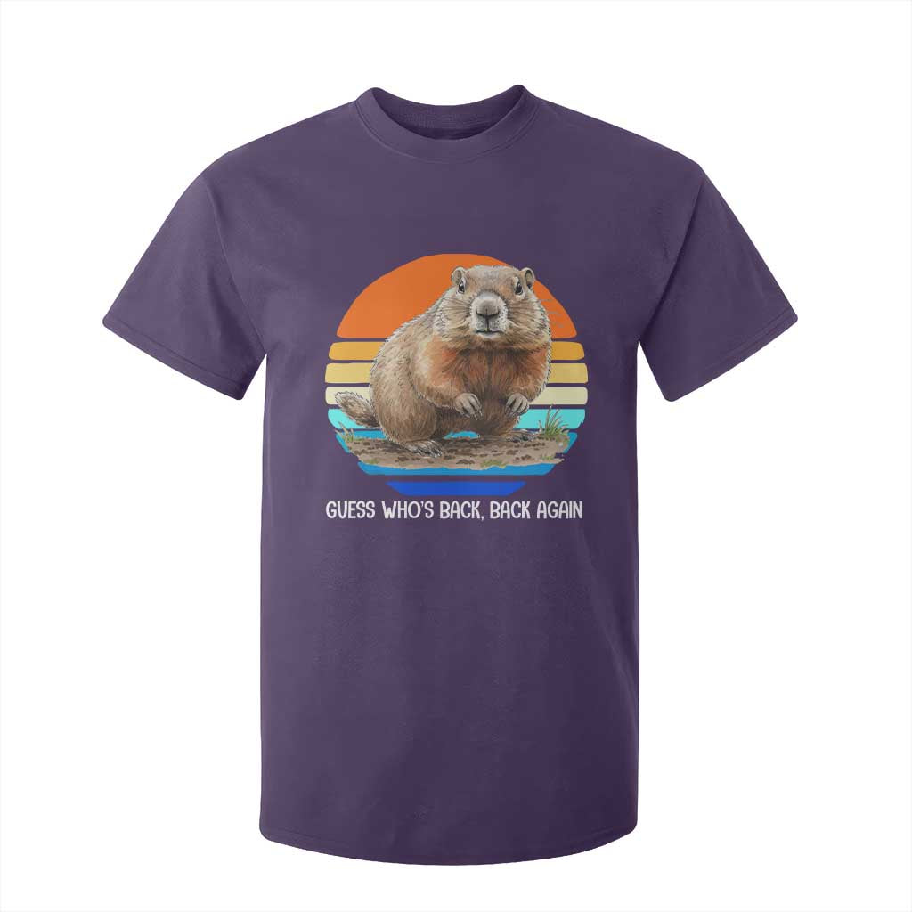 Groundhog Day T Shirt For Kid Retro Vintage Funny Woodchuck Guess Whos Back TS10 Purple Print Your Wear