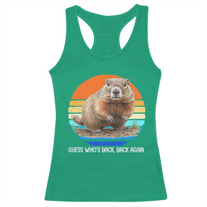 Groundhog Day Racerback Tank Top Retro Vintage Funny Woodchuck Guess Whos Back TS10 Irish Green Print Your Wear