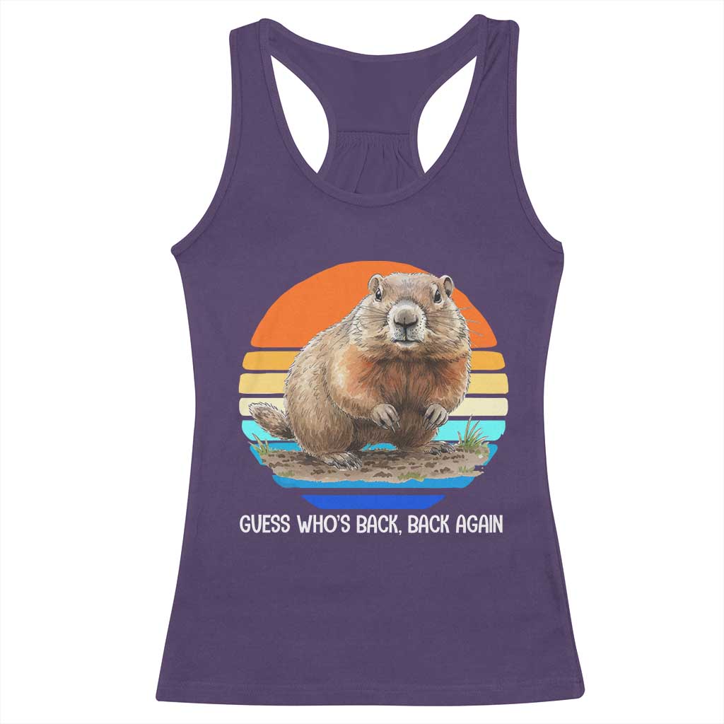 Groundhog Day Racerback Tank Top Retro Vintage Funny Woodchuck Guess Whos Back TS10 Purple Print Your Wear