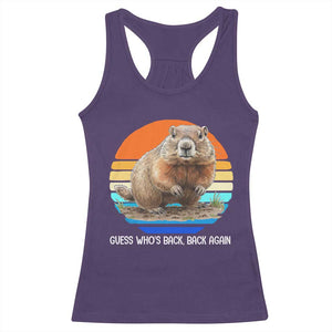 Groundhog Day Racerback Tank Top Retro Vintage Funny Woodchuck Guess Whos Back TS10 Purple Print Your Wear