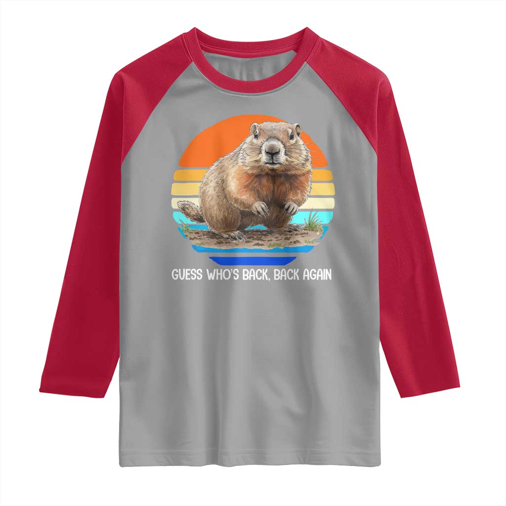 Groundhog Day Raglan Shirt Retro Vintage Funny Woodchuck Guess Whos Back TS10 Sport Gray Red Print Your Wear