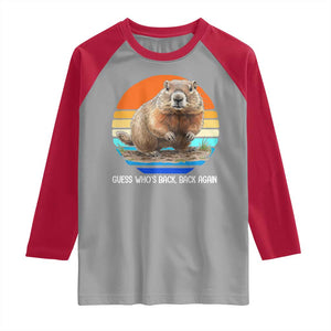Groundhog Day Raglan Shirt Retro Vintage Funny Woodchuck Guess Whos Back TS10 Sport Gray Red Print Your Wear