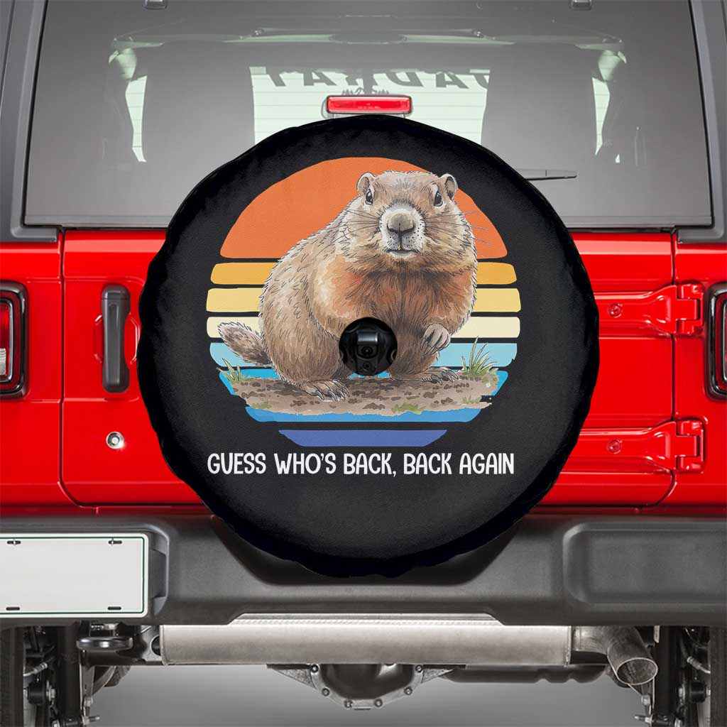 Groundhog Day Spare Tire Cover Retro Vintage Funny Woodchuck Guess Whos Back TS10 Black Print Your Wear