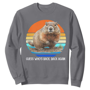 Groundhog Day Sweatshirt Retro Vintage Funny Woodchuck Guess Whos Back TS10 Charcoal Print Your Wear