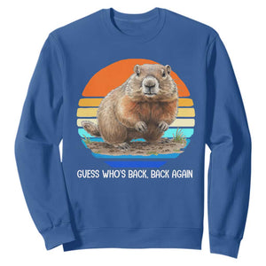 Groundhog Day Sweatshirt Retro Vintage Funny Woodchuck Guess Whos Back TS10 Royal Blue Print Your Wear
