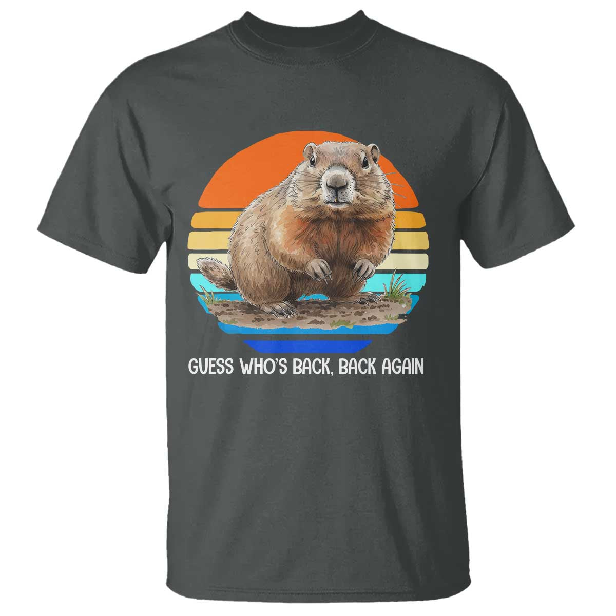 Groundhog Day T Shirt Retro Vintage Funny Woodchuck Guess Whos Back TS10 Dark Heather Print Your Wear