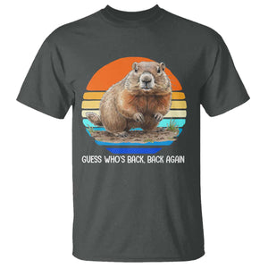 Groundhog Day T Shirt Retro Vintage Funny Woodchuck Guess Whos Back TS10 Dark Heather Print Your Wear