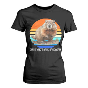 Groundhog Day T Shirt For Women Retro Vintage Funny Woodchuck Guess Whos Back TS10 Black Print Your Wear