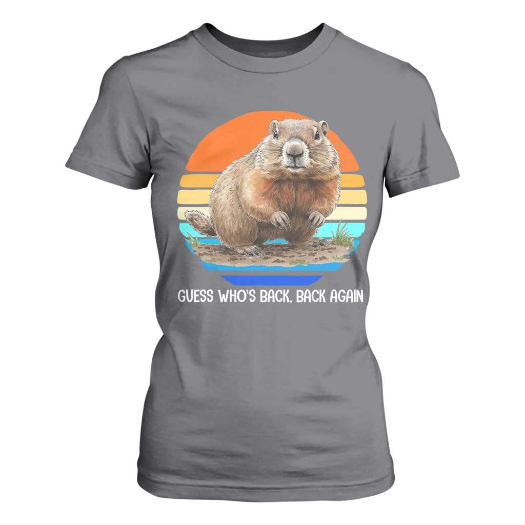 Groundhog Day T Shirt For Women Retro Vintage Funny Woodchuck Guess Whos Back TS10 Charcoal Print Your Wear