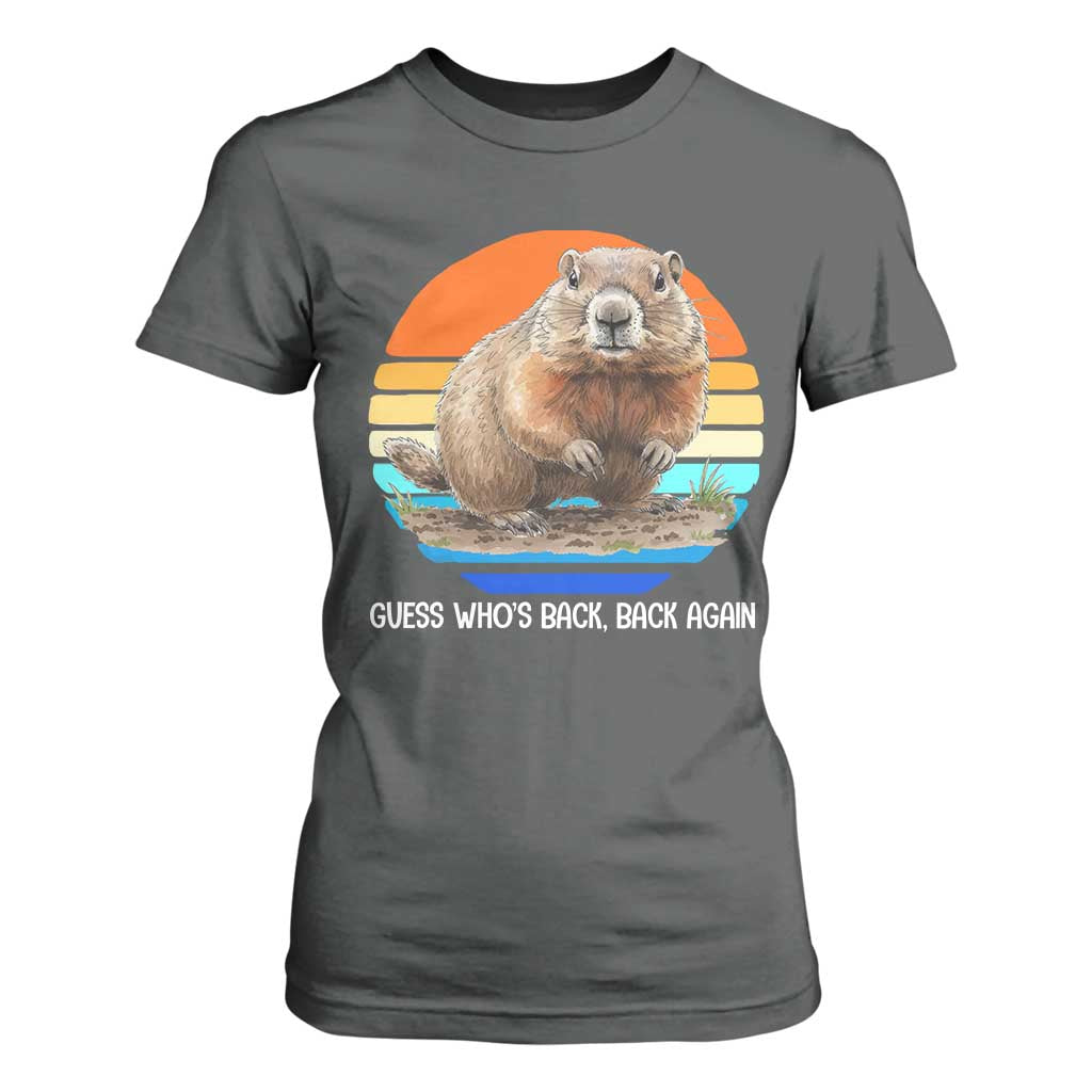 Groundhog Day T Shirt For Women Retro Vintage Funny Woodchuck Guess Whos Back TS10 Dark Heather Print Your Wear