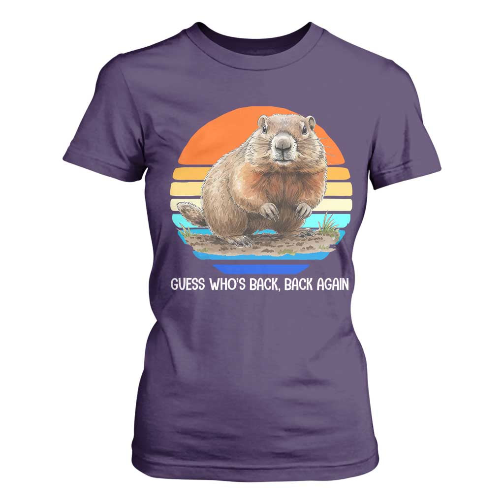Groundhog Day T Shirt For Women Retro Vintage Funny Woodchuck Guess Whos Back TS10 Purple Print Your Wear