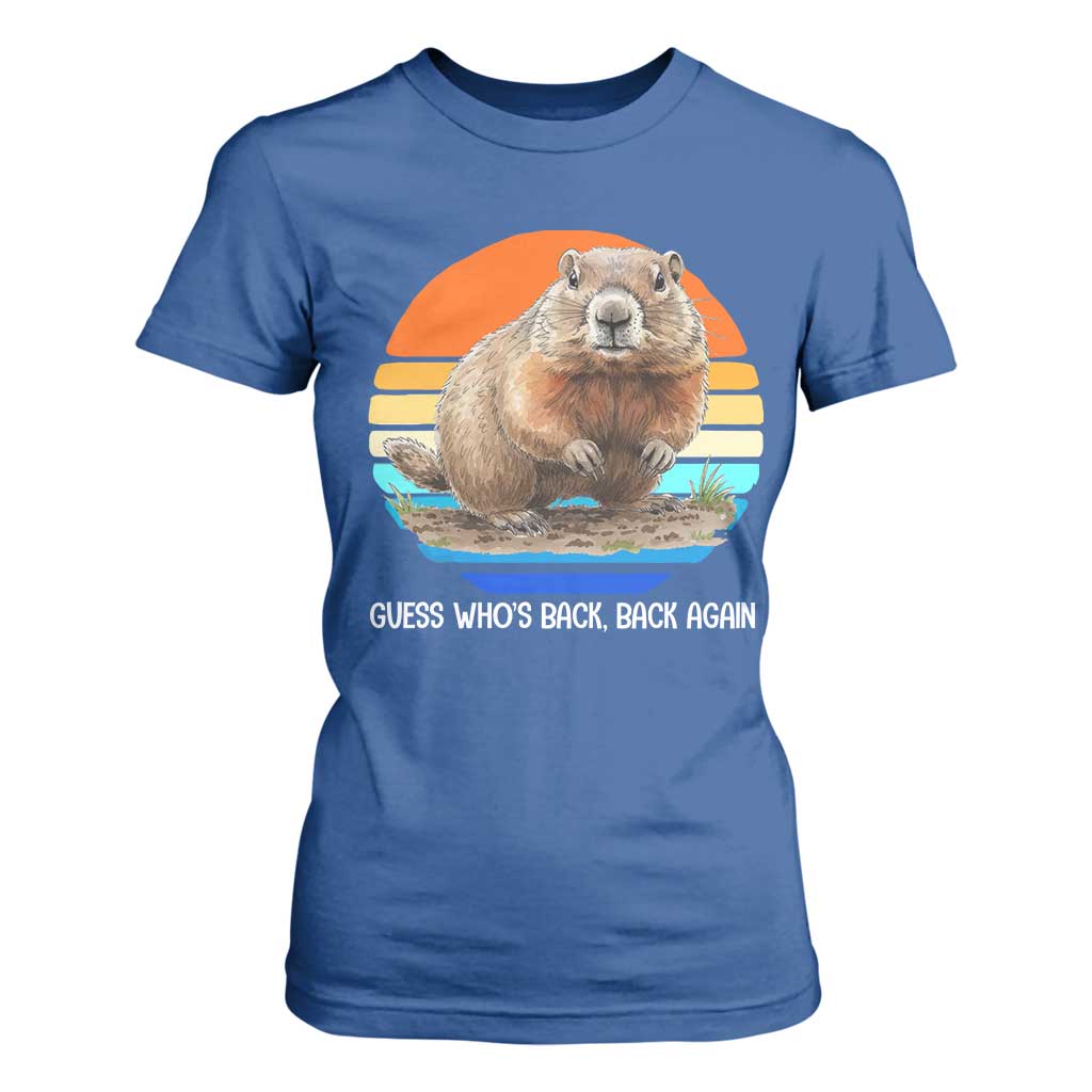 Groundhog Day T Shirt For Women Retro Vintage Funny Woodchuck Guess Whos Back TS10 Royal Blue Print Your Wear